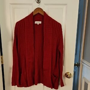 Red Cotton Long Sweater, Size Xl